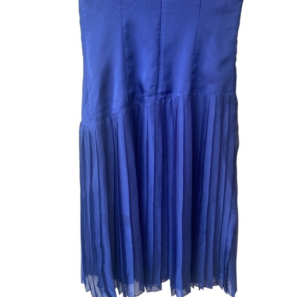 Banana Republic Midi Pleated Tall Blue Slip Look Drop Waist Y2K Dress Size 6 - Picture 7 of 9